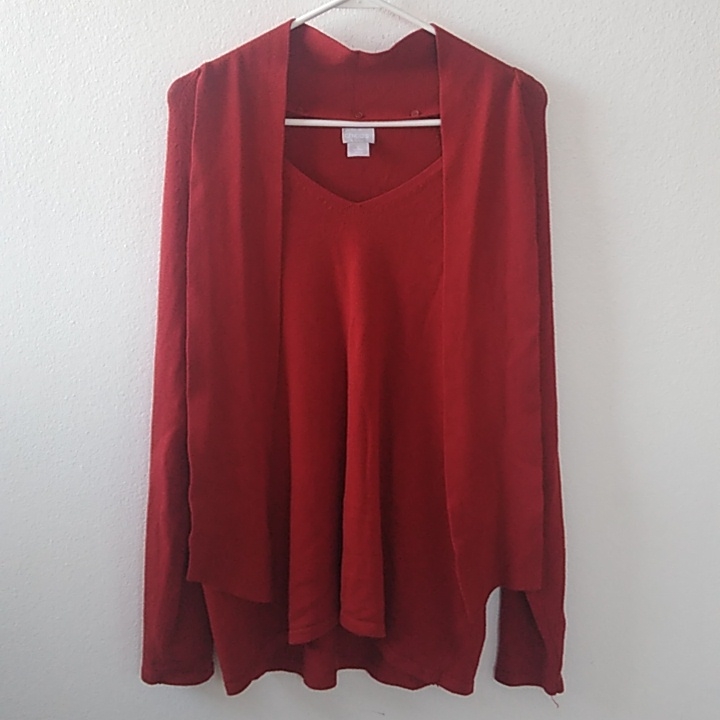 Chico's Sweater With Detachable Scarf Size 2 Color Burnt Orange Pullover